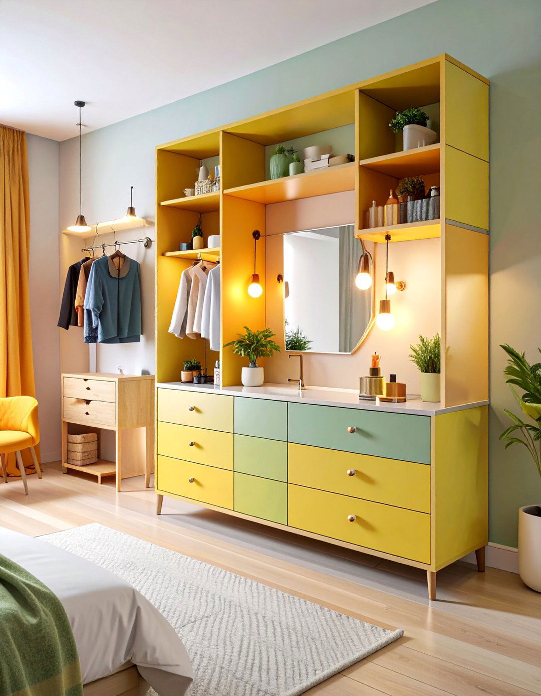 Multi Level Vanity with Tiered Storage - 25 Bedroom Vanity Ideas