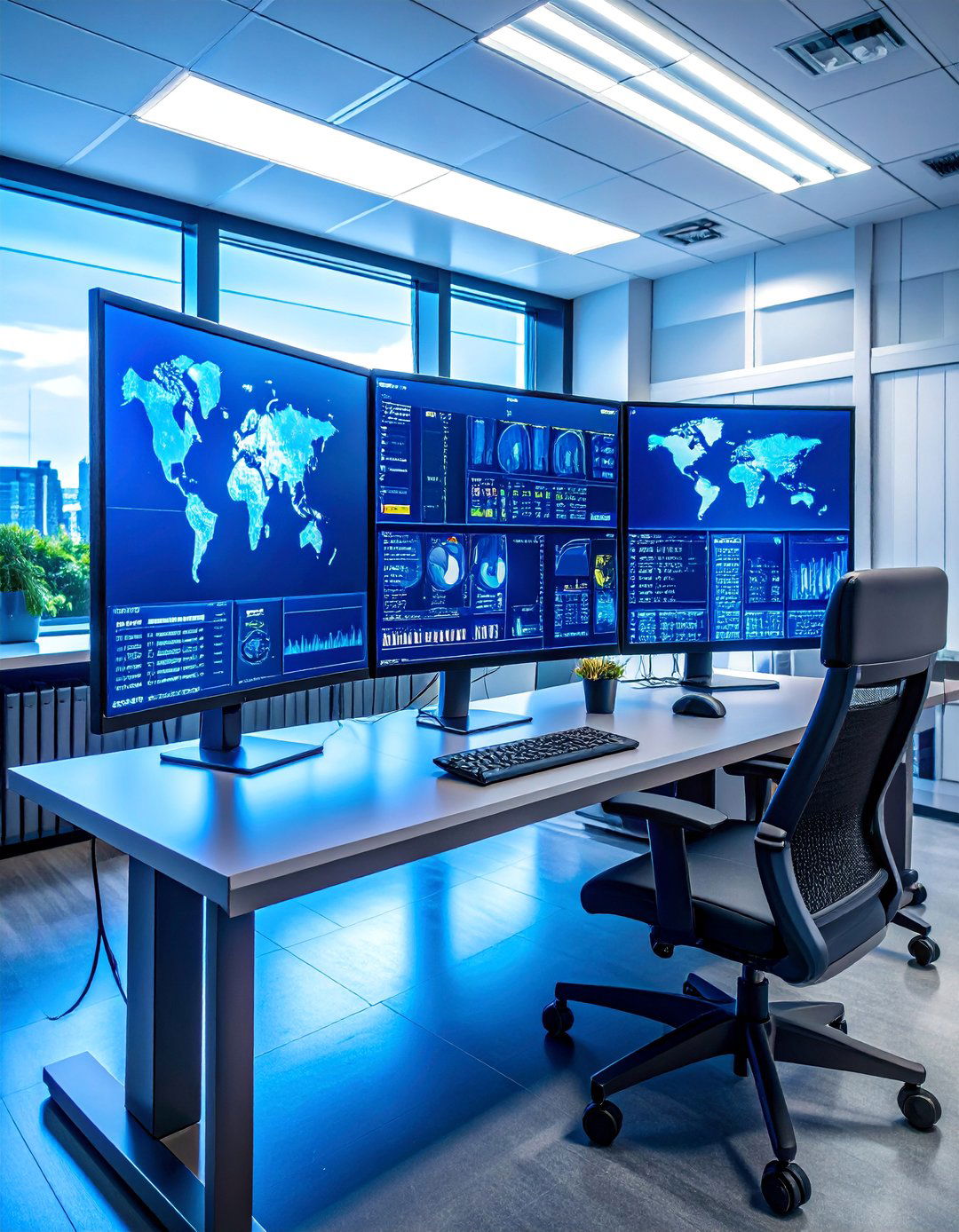Multi Monitor Command Center with Cable Management - 25 Desk Decor Ideas