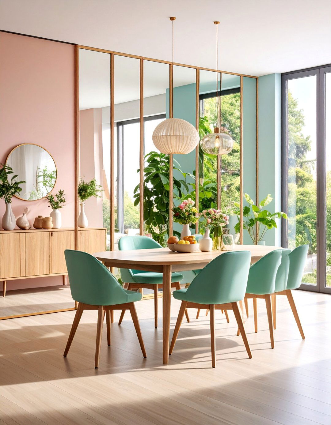 Multi Panel Mirror Room Divider Design - 25 Dining Room Mirror Ideas