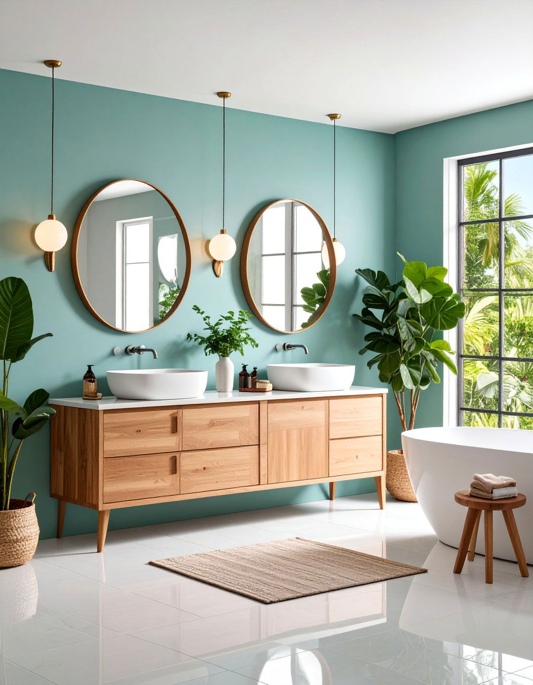 Multi Panel Mirror Wall with Layered Reflection - 25 Bathroom Mirror Ideas