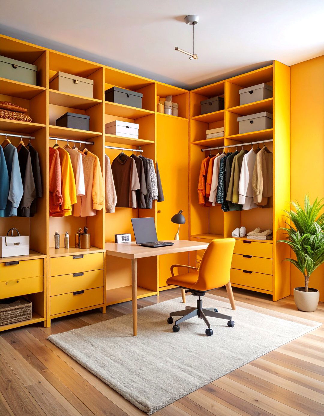 Multi Purpose Closet with Office Integration - 25 Closet Ideas