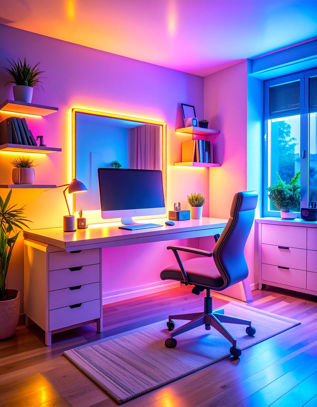 Multi Purpose Desk Vanity for Shared Spaces - 25 Vanity Room Ideas