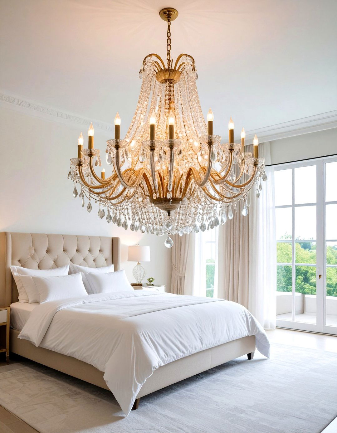 Multi Tier Crystal Empire Chandelier with Grand Scale - 25 Bedroom Chandelier Ideas