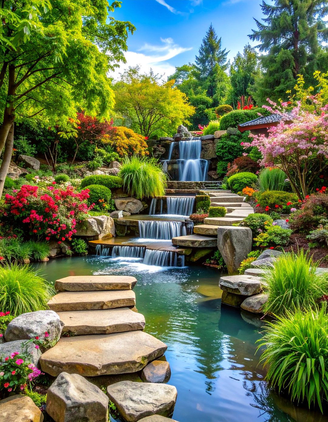 Multi Tiered Cascade Pond System - 25 Raised Garden Pond Ideas