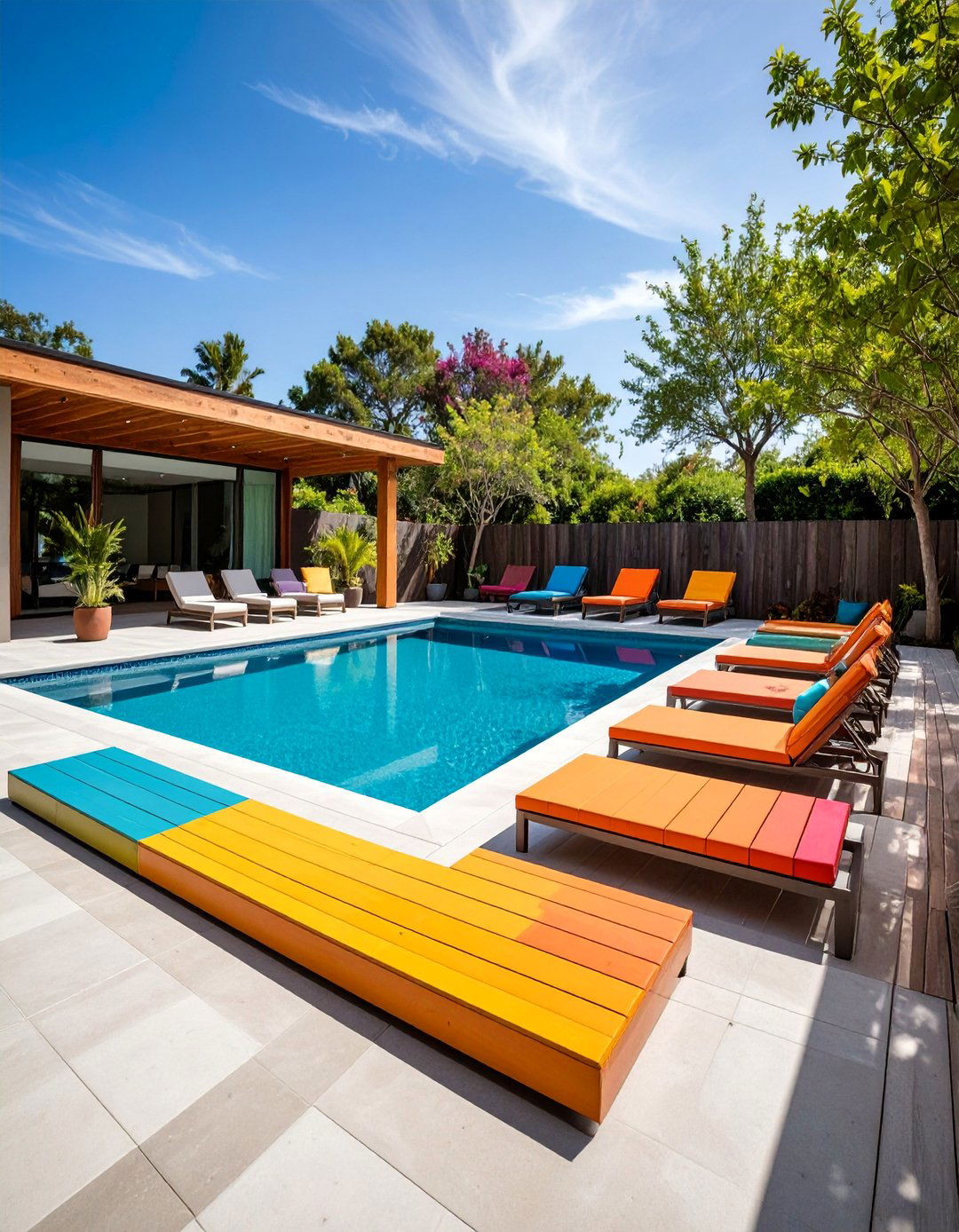 Multi Toned Concrete Pool Deck - 25 Concrete Pool Deck Ideas