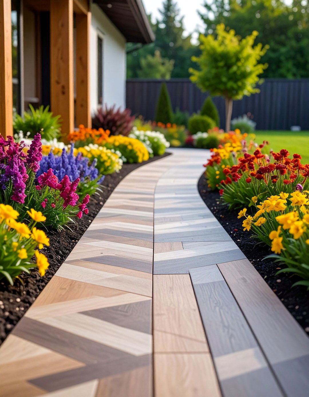 Multi Toned Pattern Composite Walkway - 25 Composite Walkway Ideas