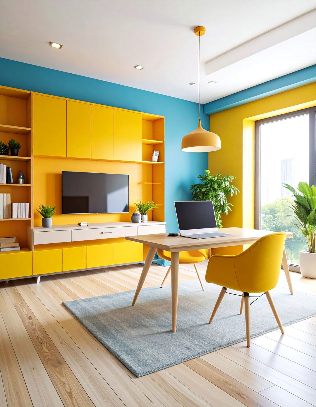 Multipurpose TV Room with Home Office Integration - 25 Tv Room Ideas