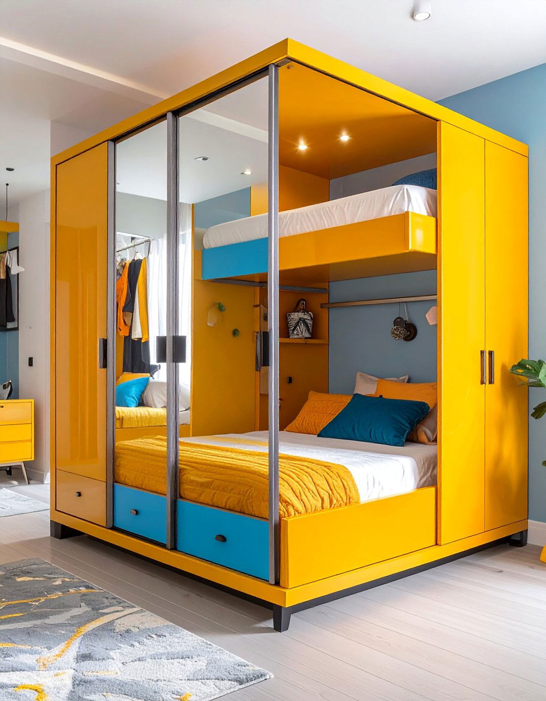 Murphy Bed Cabinet with Mirrored Doors - 25 Murphy Bed Ideas