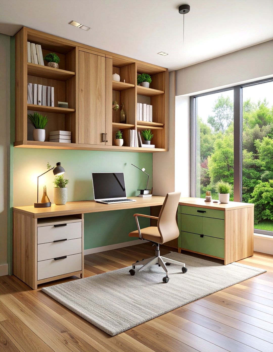 Murphy Desk with Overhead Shelving - 25 Bedroom Shelving Ideas