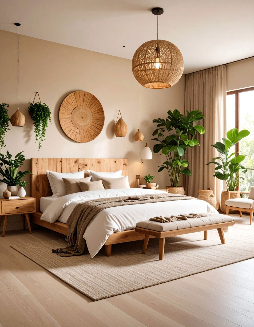 Mushroom Beige Limewash Bedroom with Organic Modern Style - 25 Limewash Bedroom Ideas