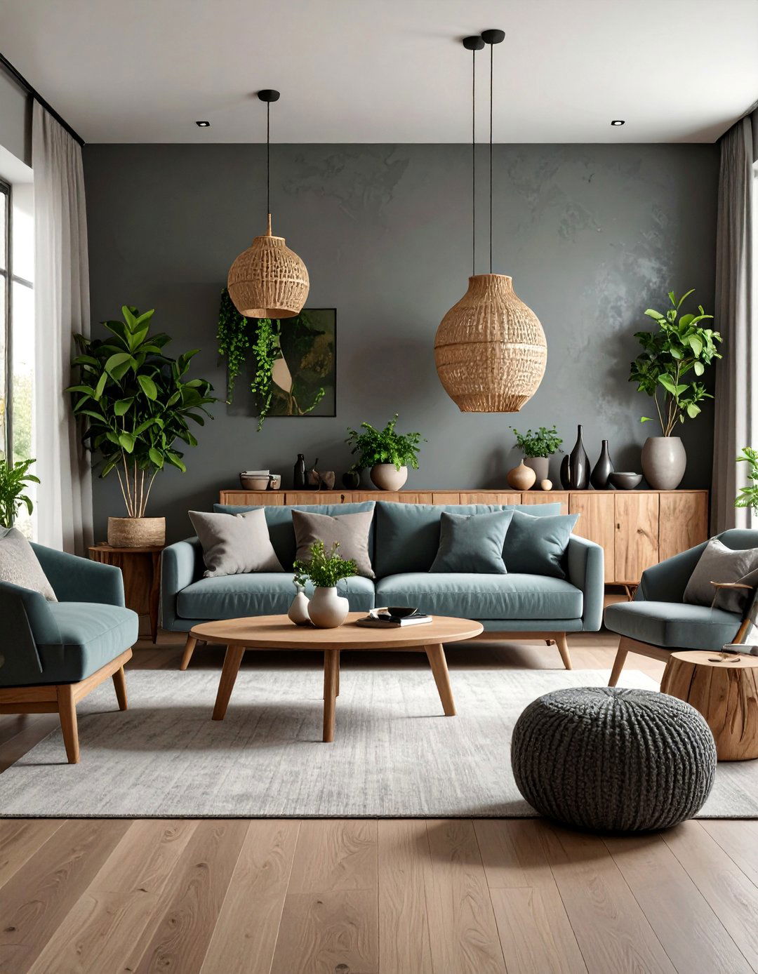 Mushroom Gray Living Room with Organic Elements - 25 Monochromatic Living Room Ideas
