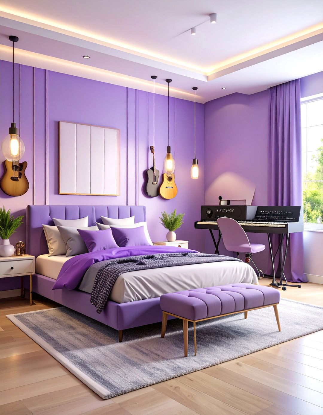 Music Lovers Haven with Instrument Display - 25 Girl Room Ideas for 10-year-olds
