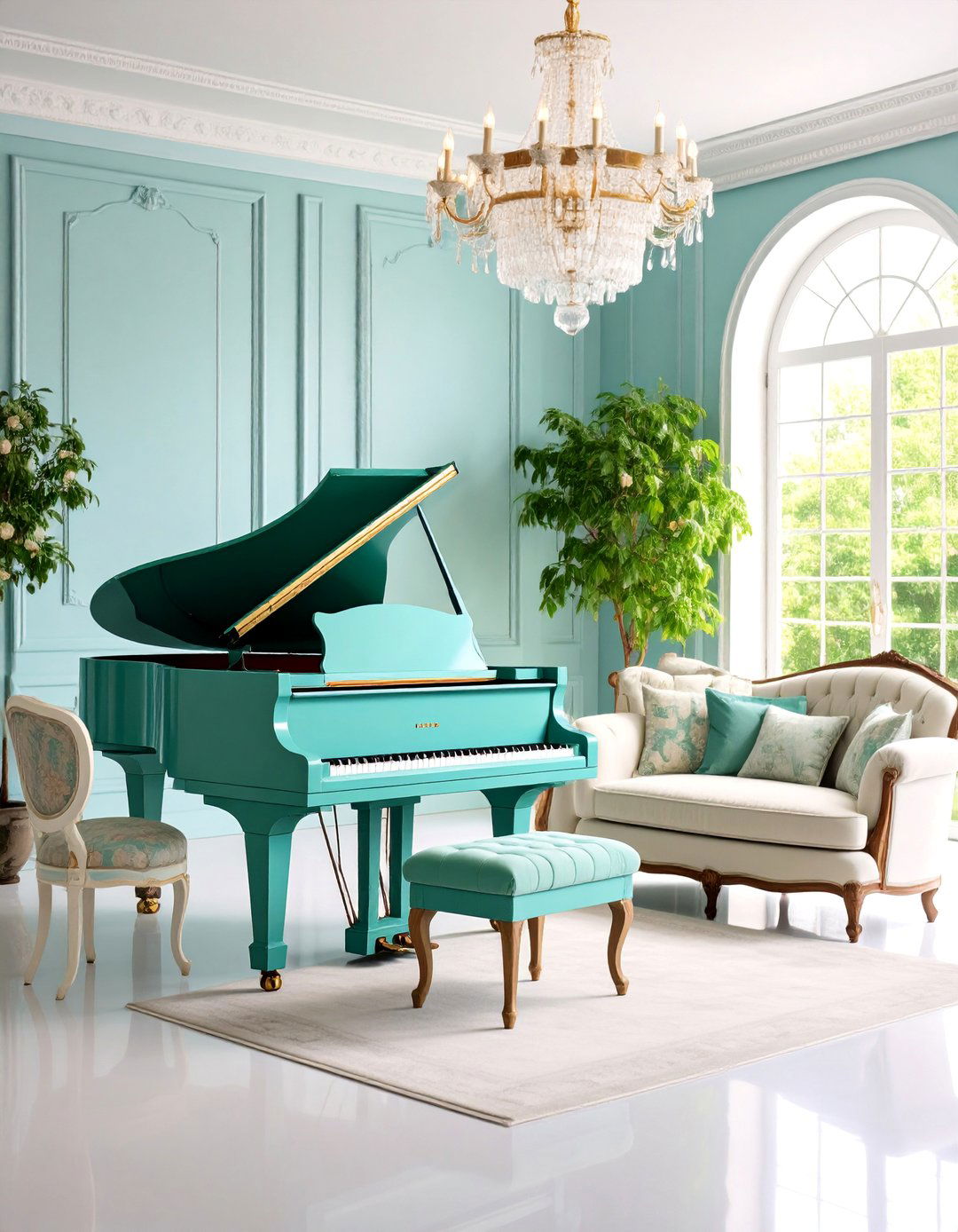 Music Room Living Room with Vintage Piano - 25 Shabby-chic Style Living Room Ideas