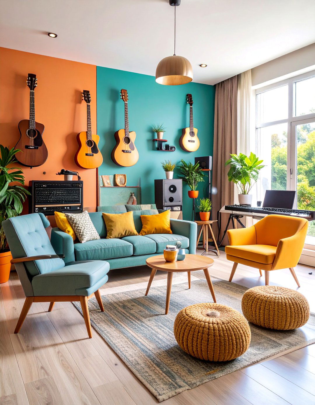 Music Studio Living Room with Acoustic Elements - 25 Man Cave Living Room Ideas