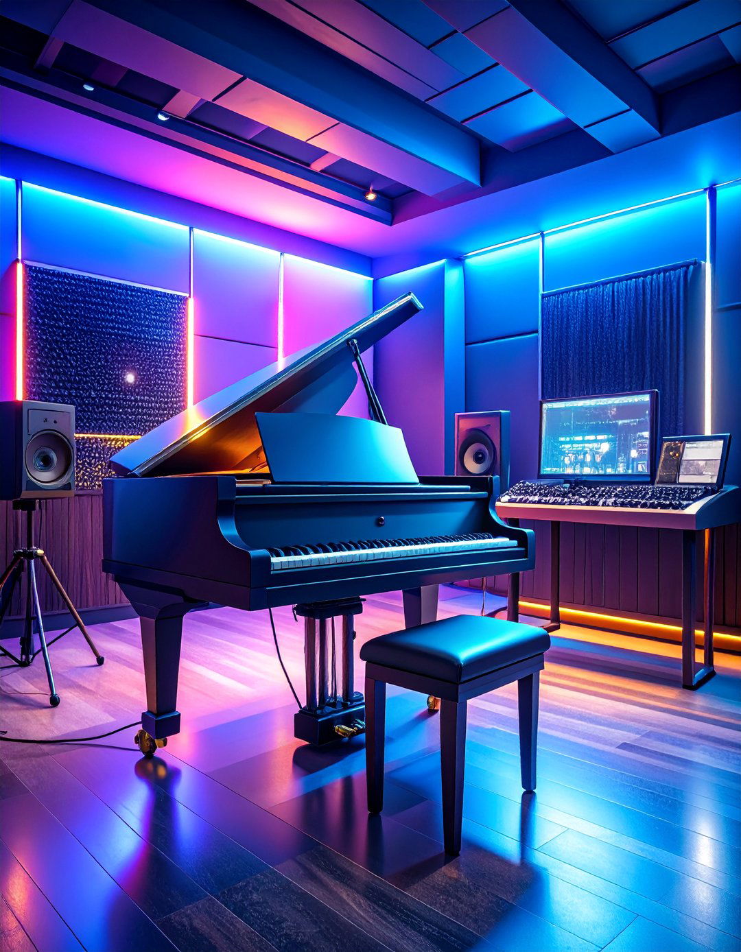 Music Studio Piano Room with Professional Recording Setup - 25 Piano Room Ideas