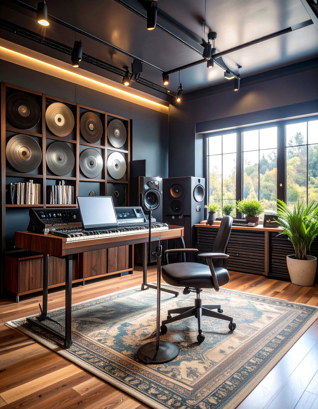 Music Studio Recording Sign with Vinyl Records - 25 Man Cave Sign Ideas