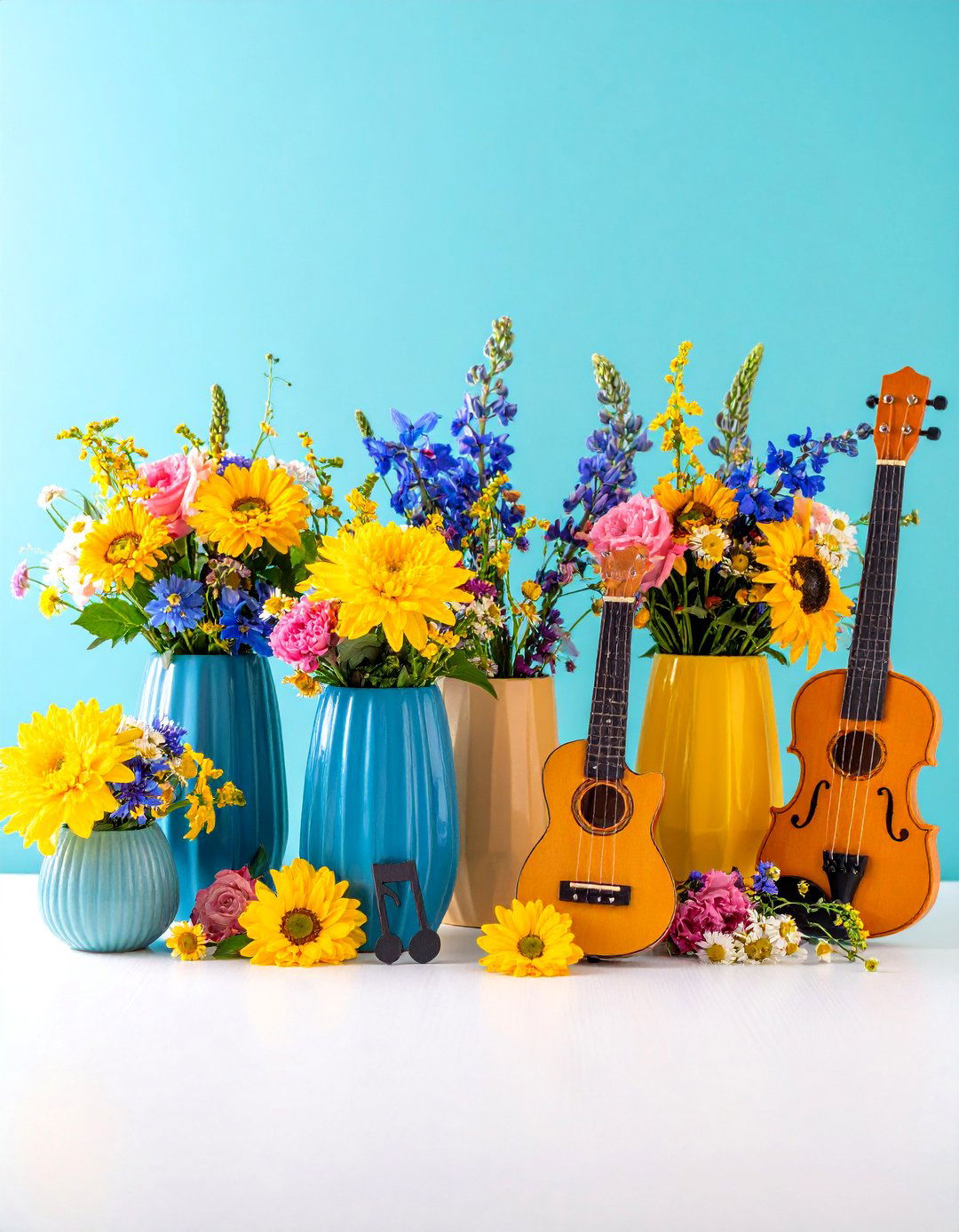 Music Theme Centerpiece with Sheet Music - 25 Graduation Centerpiece Ideas