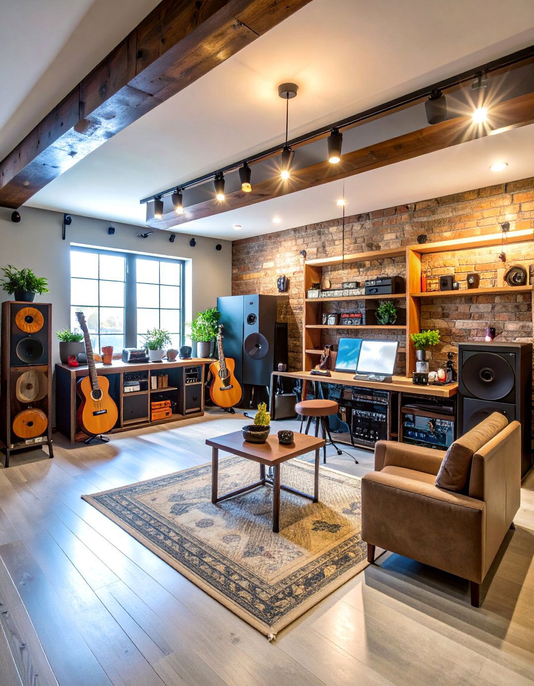 Music Themed Basement with Audio Focus - 25 Basement Game Room Ideas