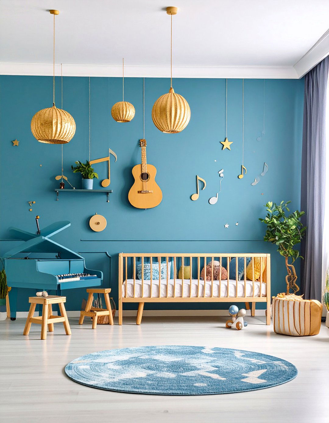 Musical Instrument and Notes Theme - 25 Nursery Wall Decor Ideas