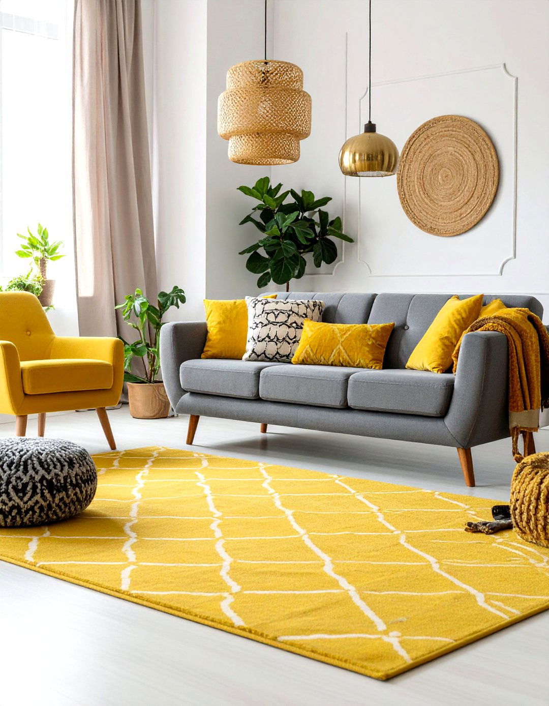 Mustard Yellow Sunshine Accent - 25 what color rug goes with a grey couch