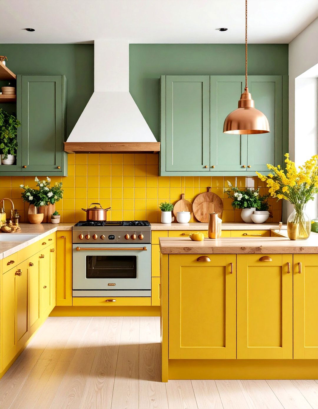 Mustard Yellow and Sage Kitchen Design - 25 Warm Color Palettes for Every Room in the House