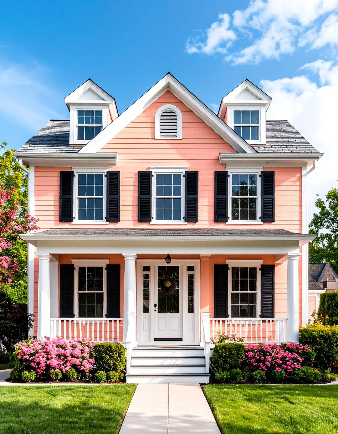 Muted Salmon Traditional Colonial - 25 Orange House Exterior Ideas