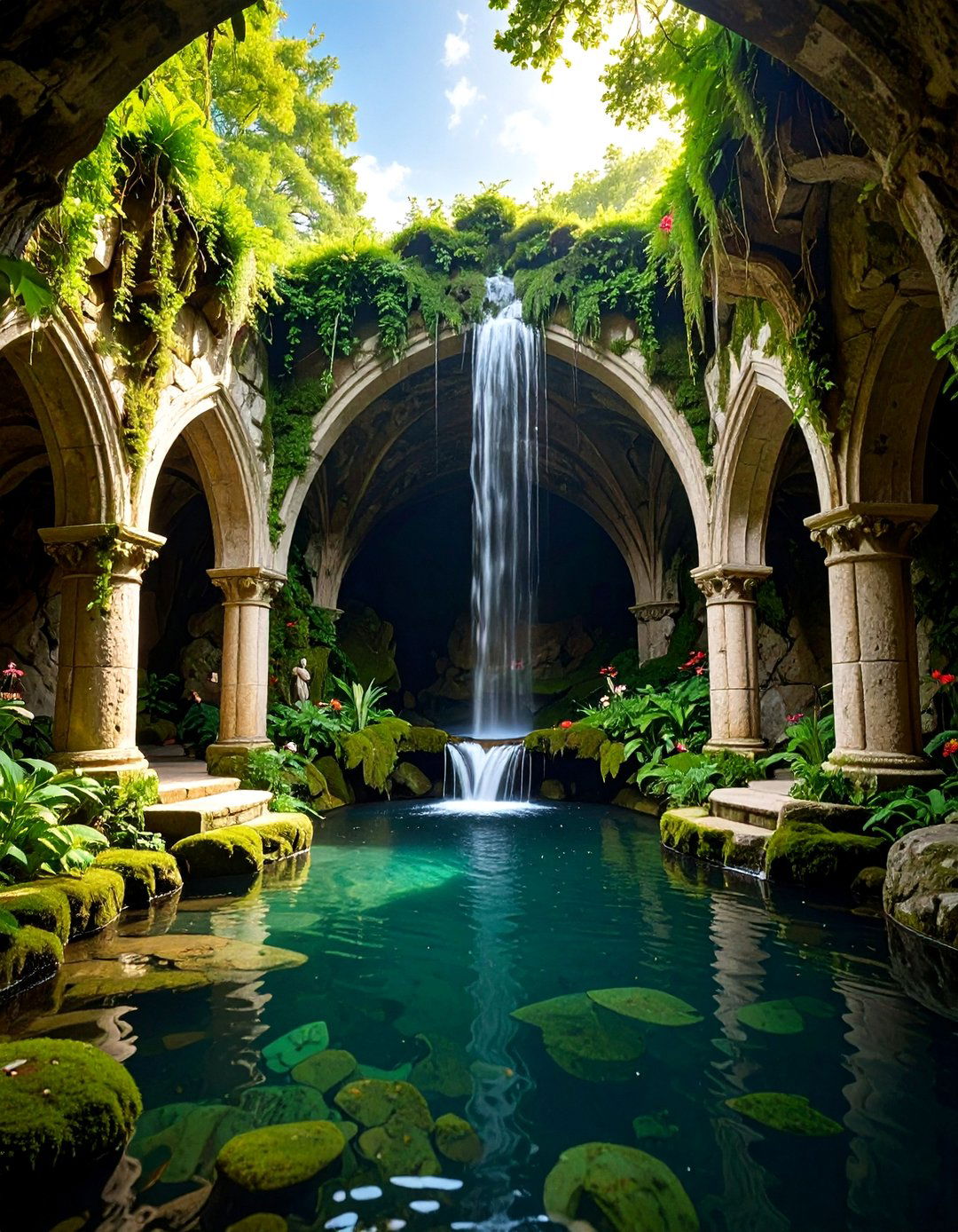 Mysterious Grotto with Stone Architecture - 25 Gothic Garden Ideas