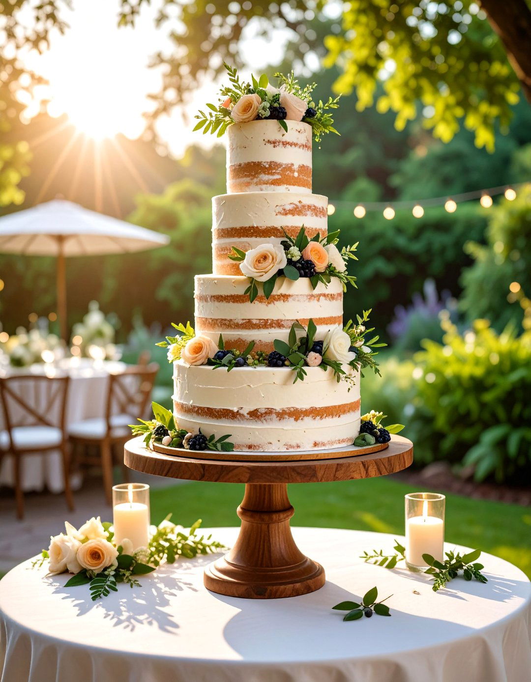 Naked Wedding Cake with Natural Textures and Florals - 25 Wedding Cake Ideas