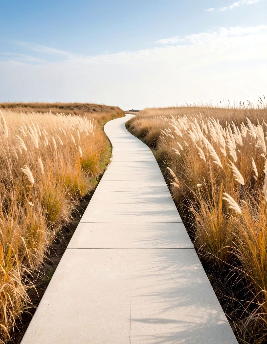 Narrow Concrete Ribbon Walkway Through Prairie Plantings - 25 Concrete Walkway Ideas