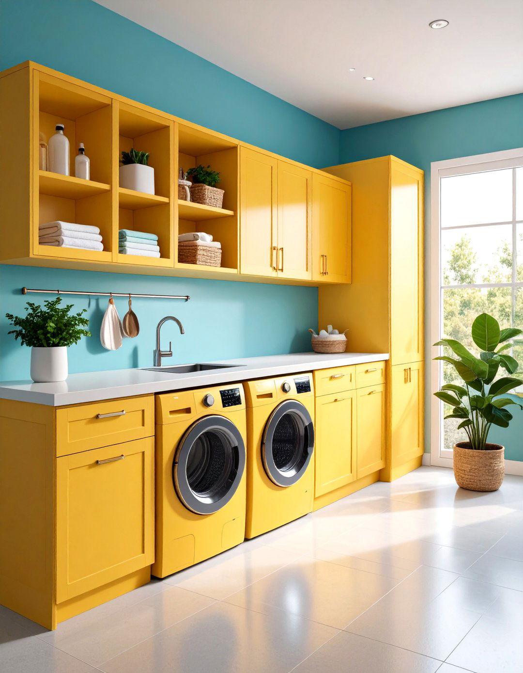 Narrow Galley Laundry Room Countertops with Maximum Storage - 25 Laundry Room Countertop Ideas