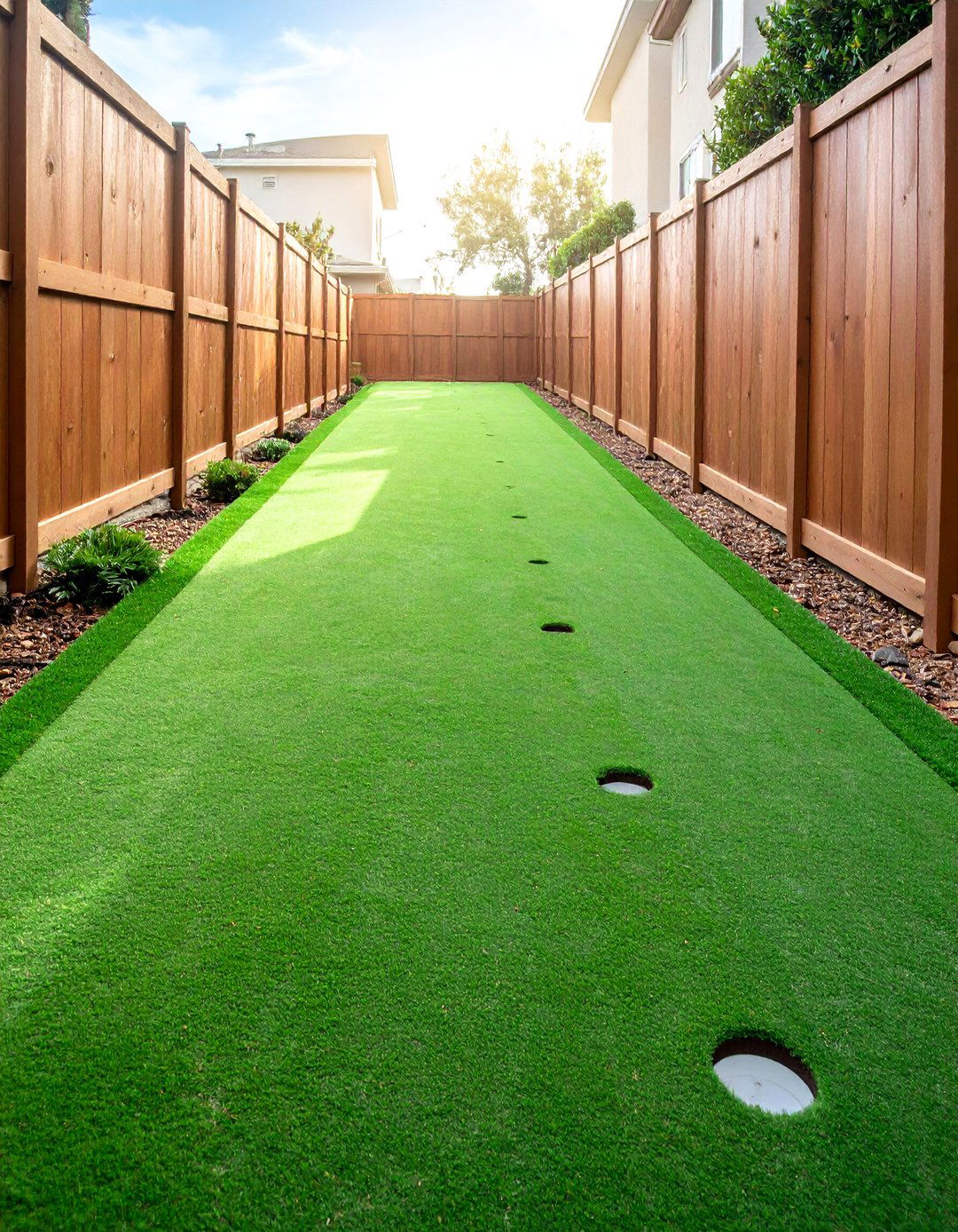 Narrow Strip Putting Green Along Fence Lines - 25 Backyard Putting Green Ideas