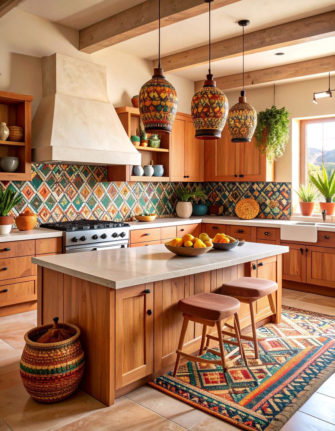 Native American Pattern Kitchen with Geometric Designs - 25 Southwestern Kitchen Ideas