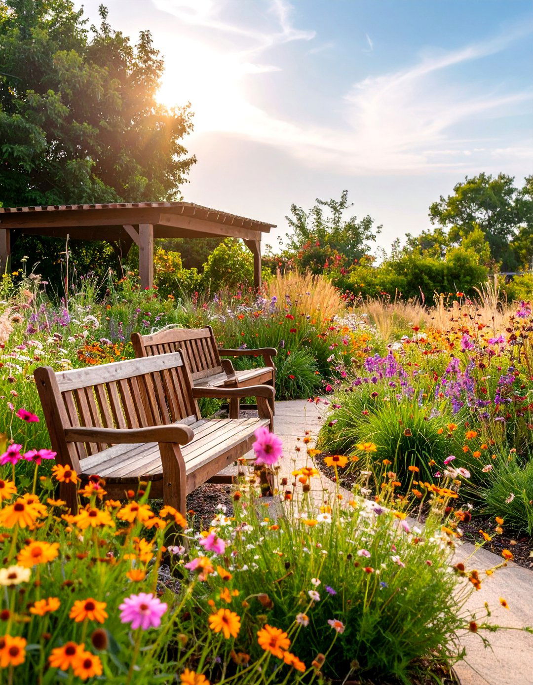 Native Prairie Wildflower Meadow - 25 Low Maintenance Backyard Landscaping Ideas