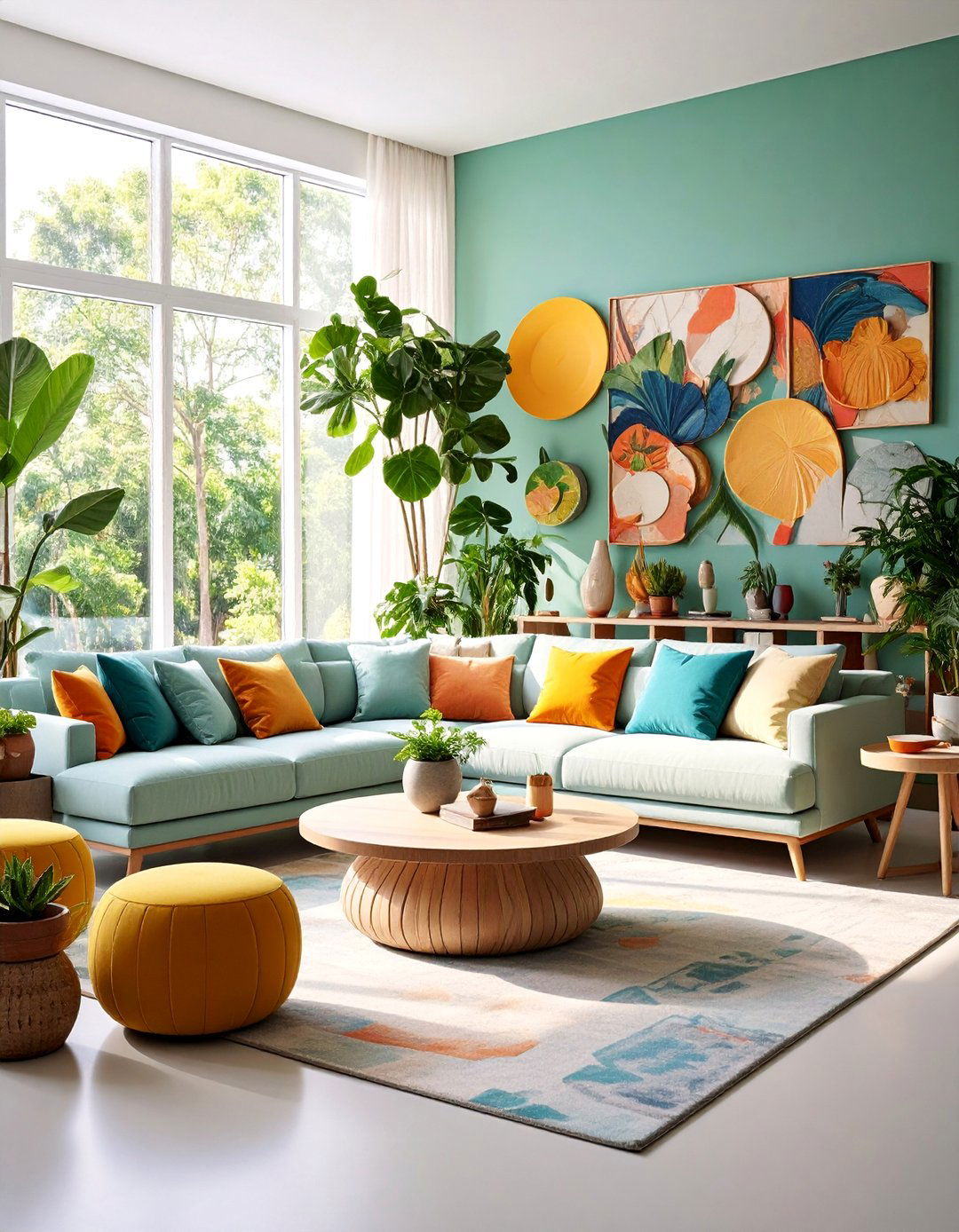 Natural Art and Sculptural Elements Living Room - 25 Organic Modern Living Room Design Ideas