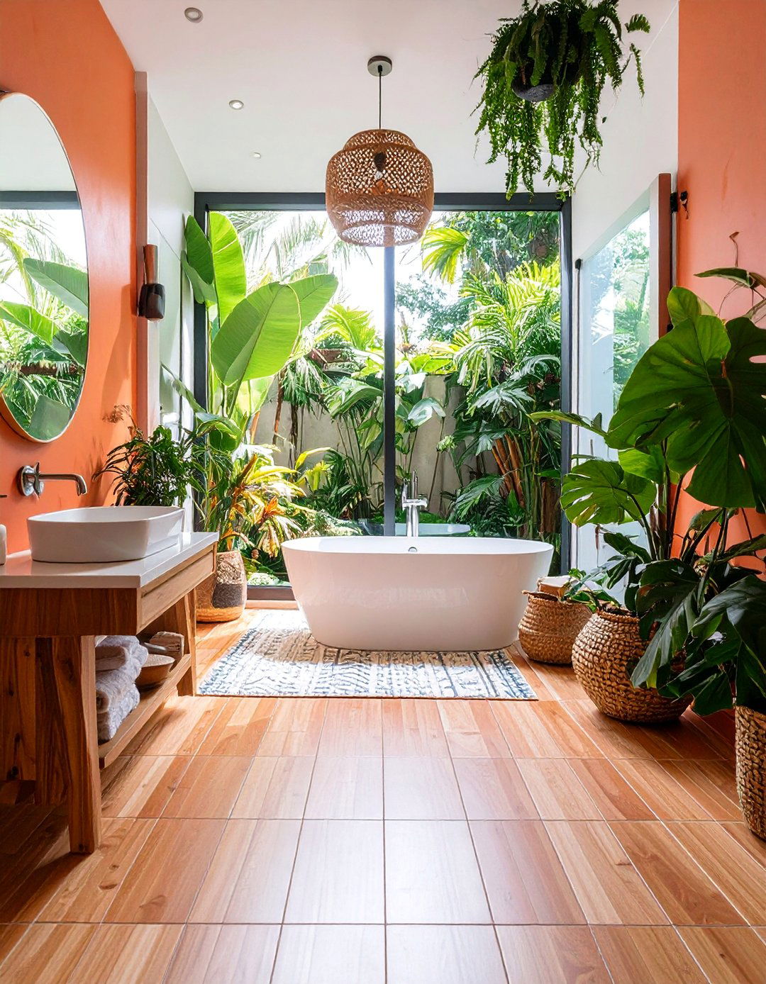 Natural Bamboo Look Powder Room Floor Tiles - 25 Powder Room Floor Tile Ideas