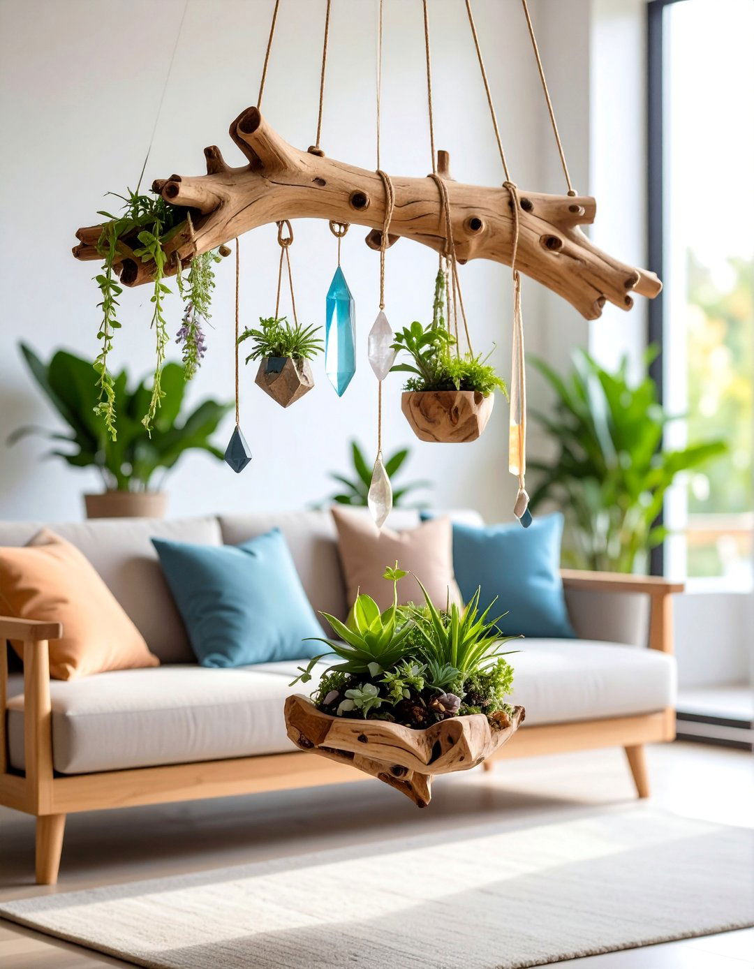 Natural Branch and Driftwood Installation - 25 Boho Wall Decor Ideas