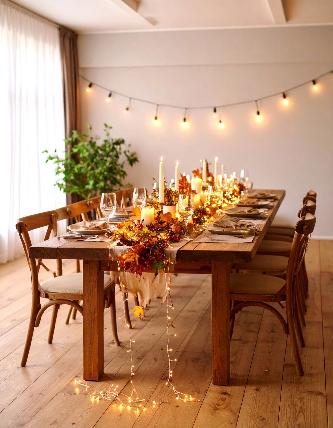 Natural Branch and Twig Organic Runner - 25 Fall Table Decor Ideas
