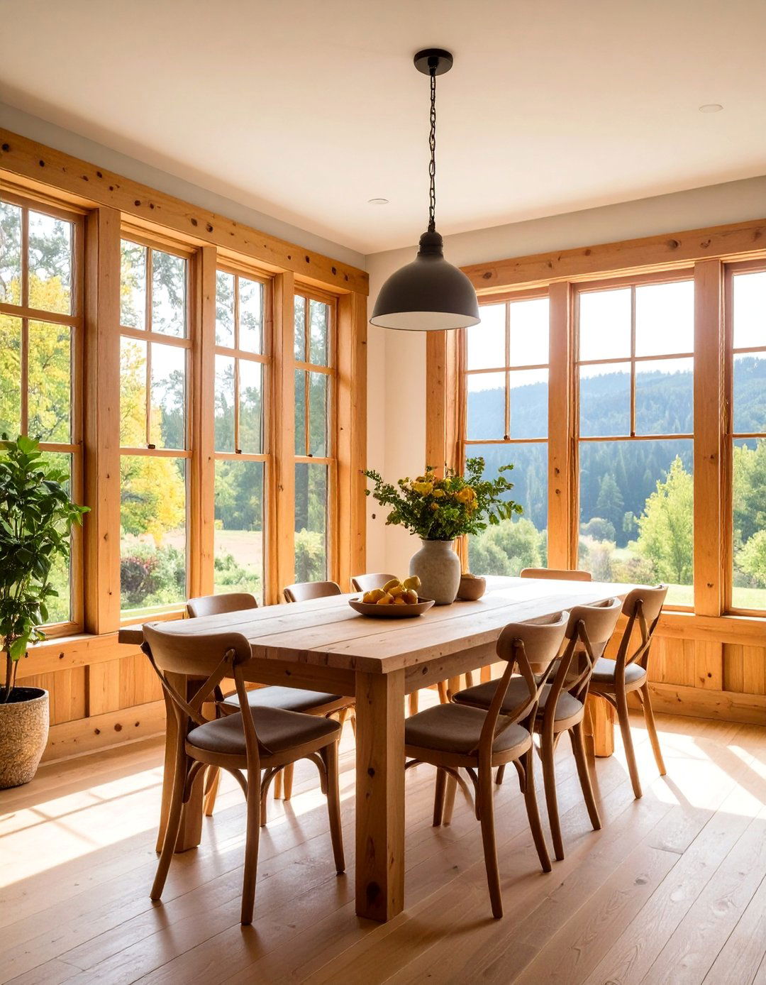 Natural Cedar Window Trim with Clear Finish - 25 Farmhouse Interior Window Trim Ideas