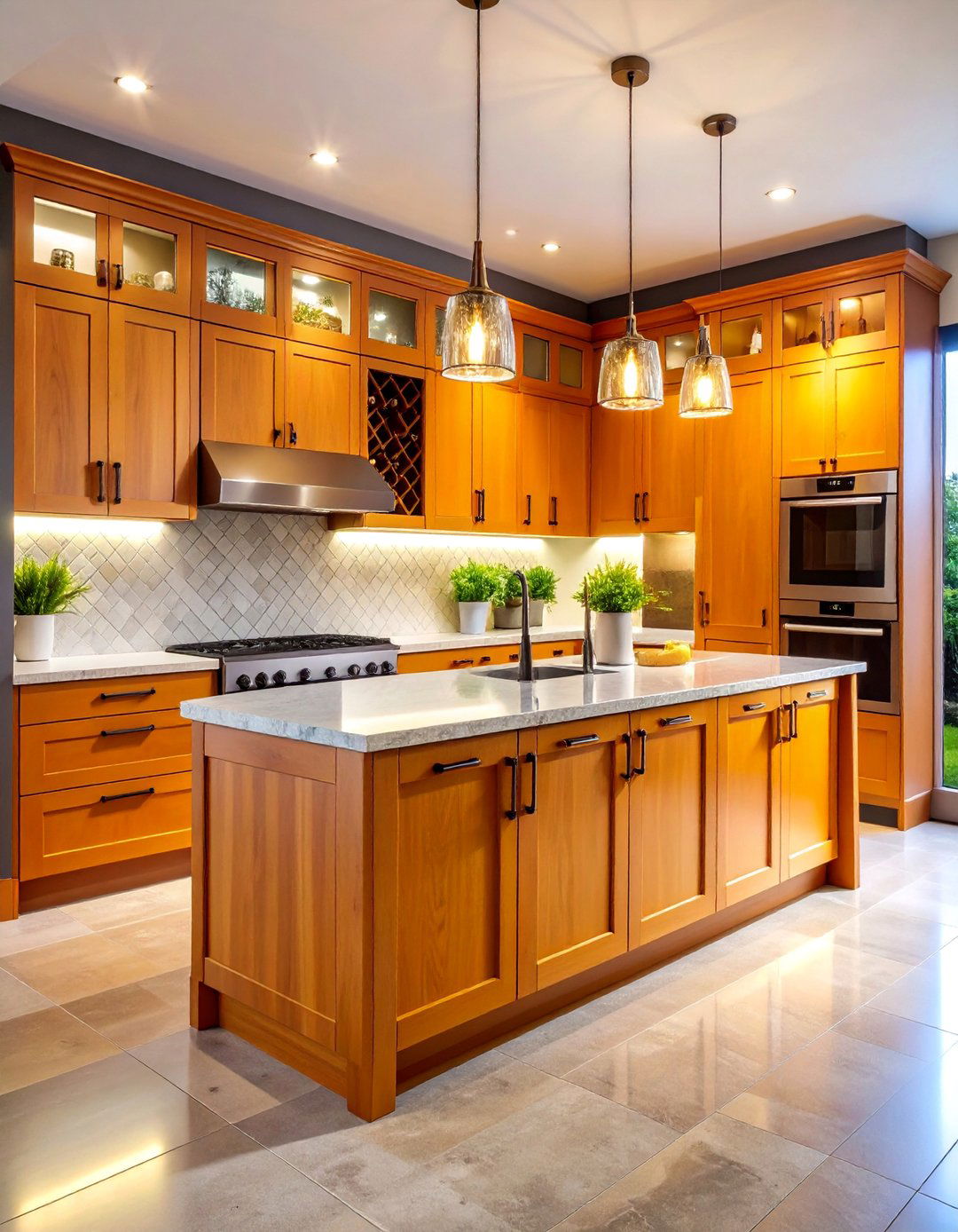 Natural Cherry Kitchen Cabinets with Wine Storage - 25 Natural Cherry Kitchen Cabinets