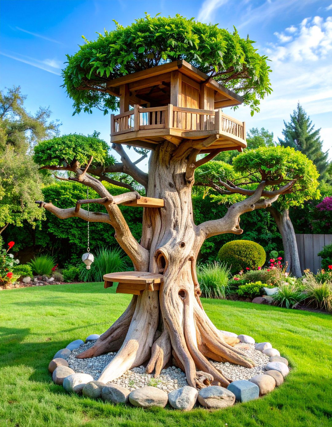Natural Driftwood Artistic Cat Tree - 25 Outdoor Cat Tree Ideas