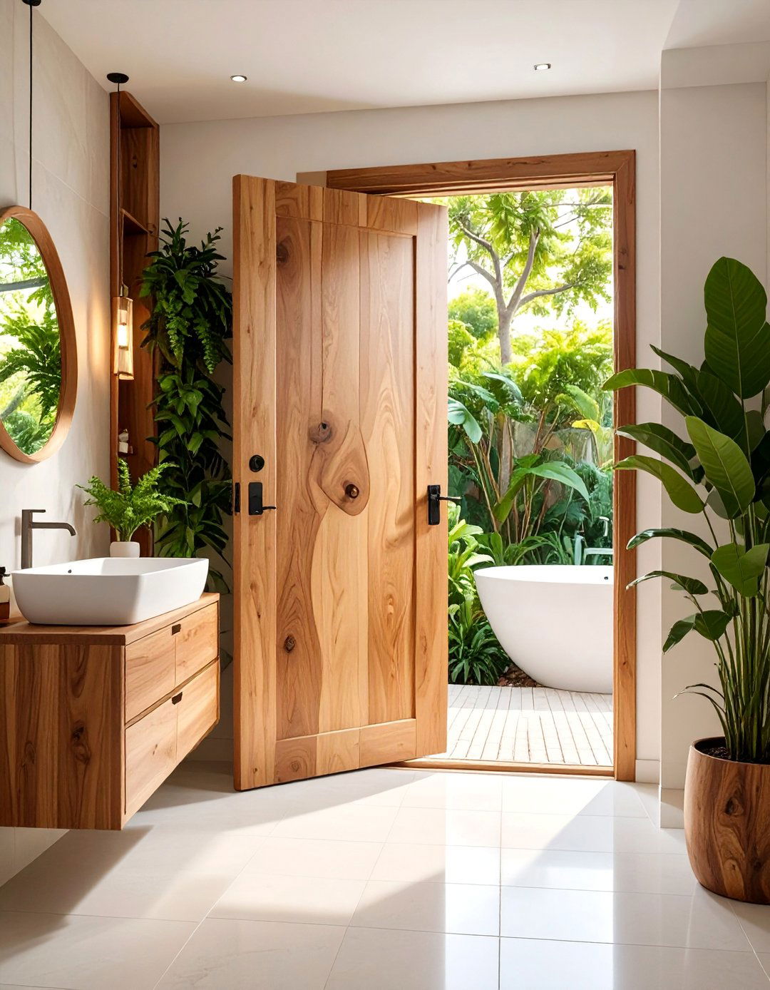 Natural Edge Live Wood Pocket Door - 25 Bathroom Pocket Door Ideas
