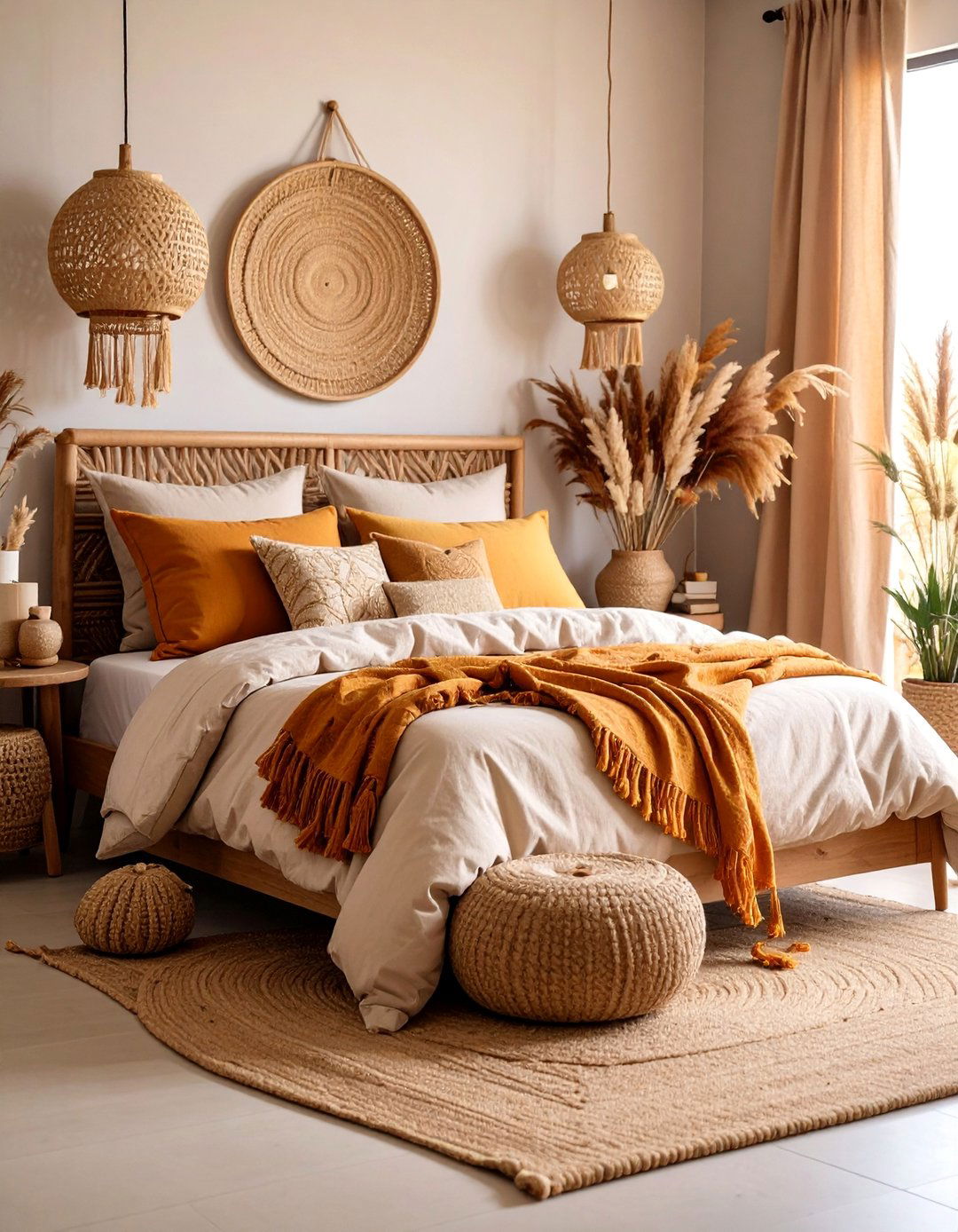 Natural Fiber Bedroom with Jute and Linen Elements - 25 Neutral Bedroom Ideas
