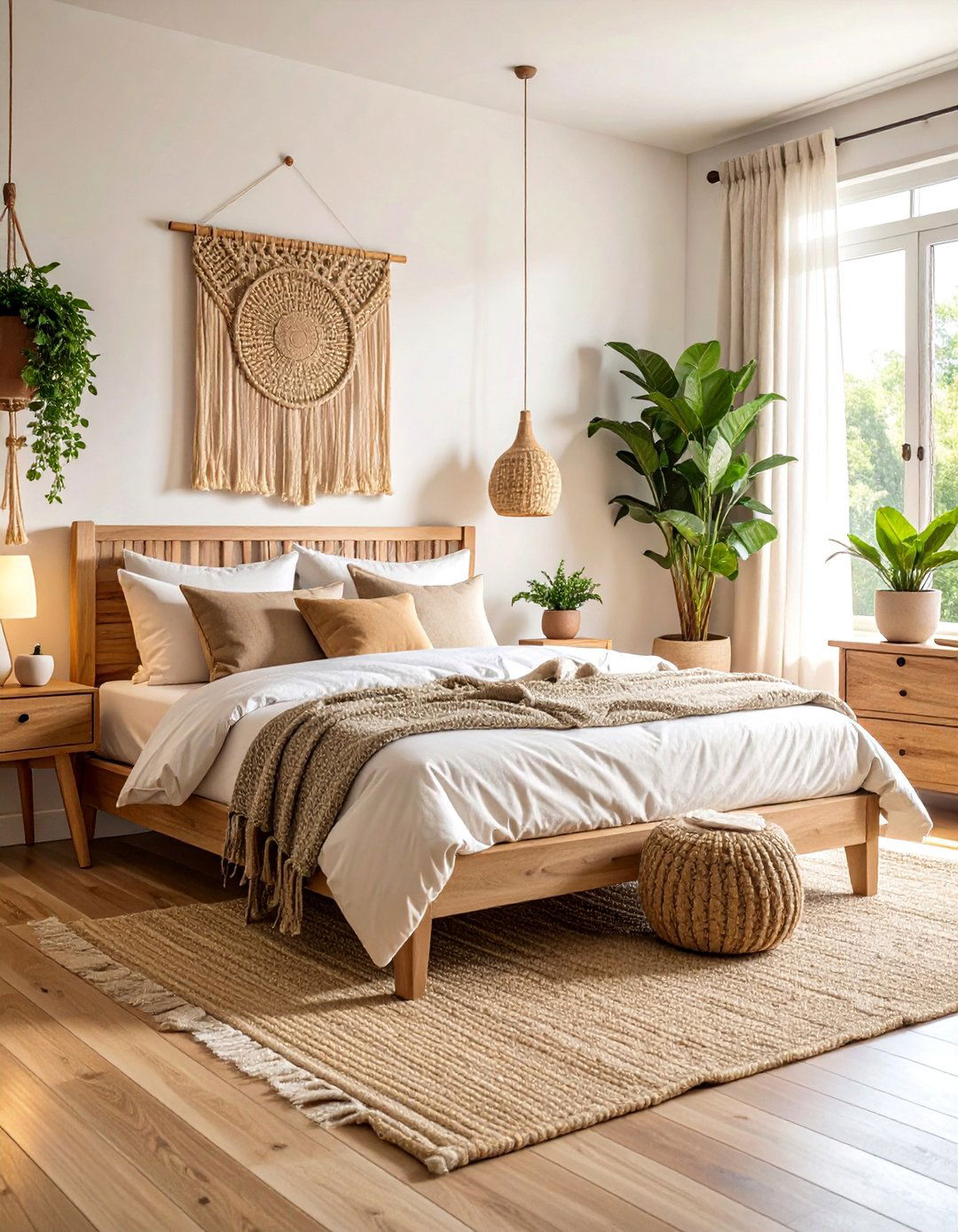 Natural Fiber Bedroom with Jute and Linen Elements - 25 Boho Cottage Style Decor Ideas