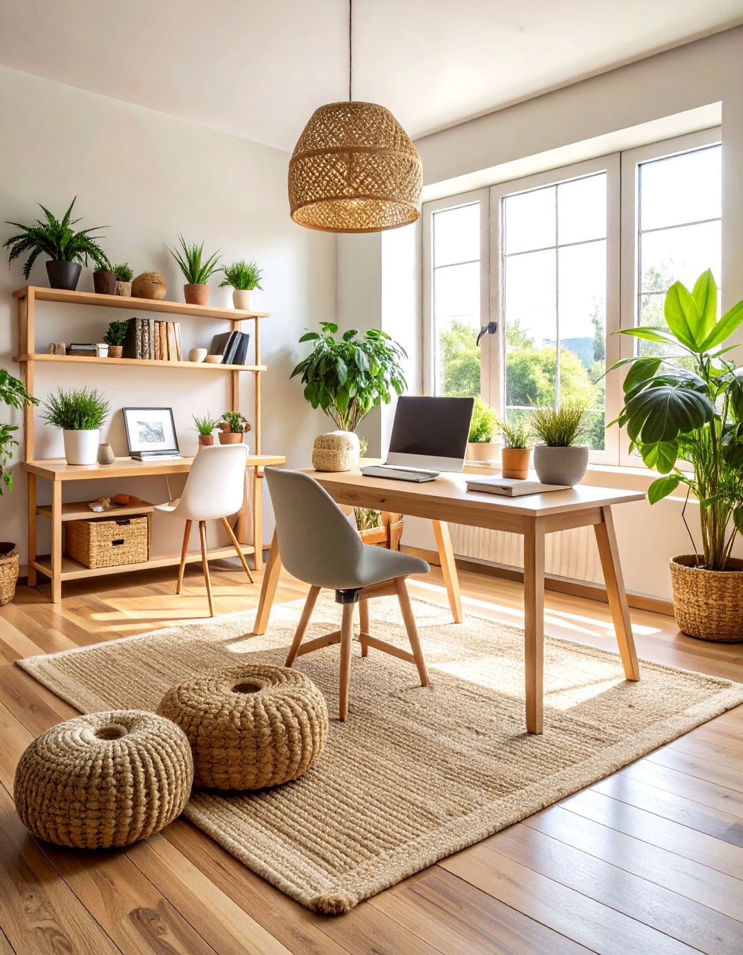 Natural Fiber Emphasis Design - 25 Bohemian Home Office Ideas