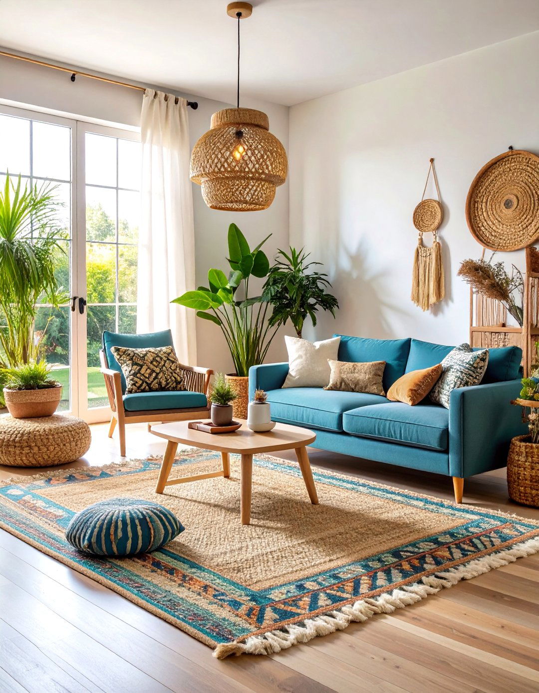 Natural Fiber Rugs and Floor Coverings Living Room - 25 Organic Modern Living Room Design Ideas