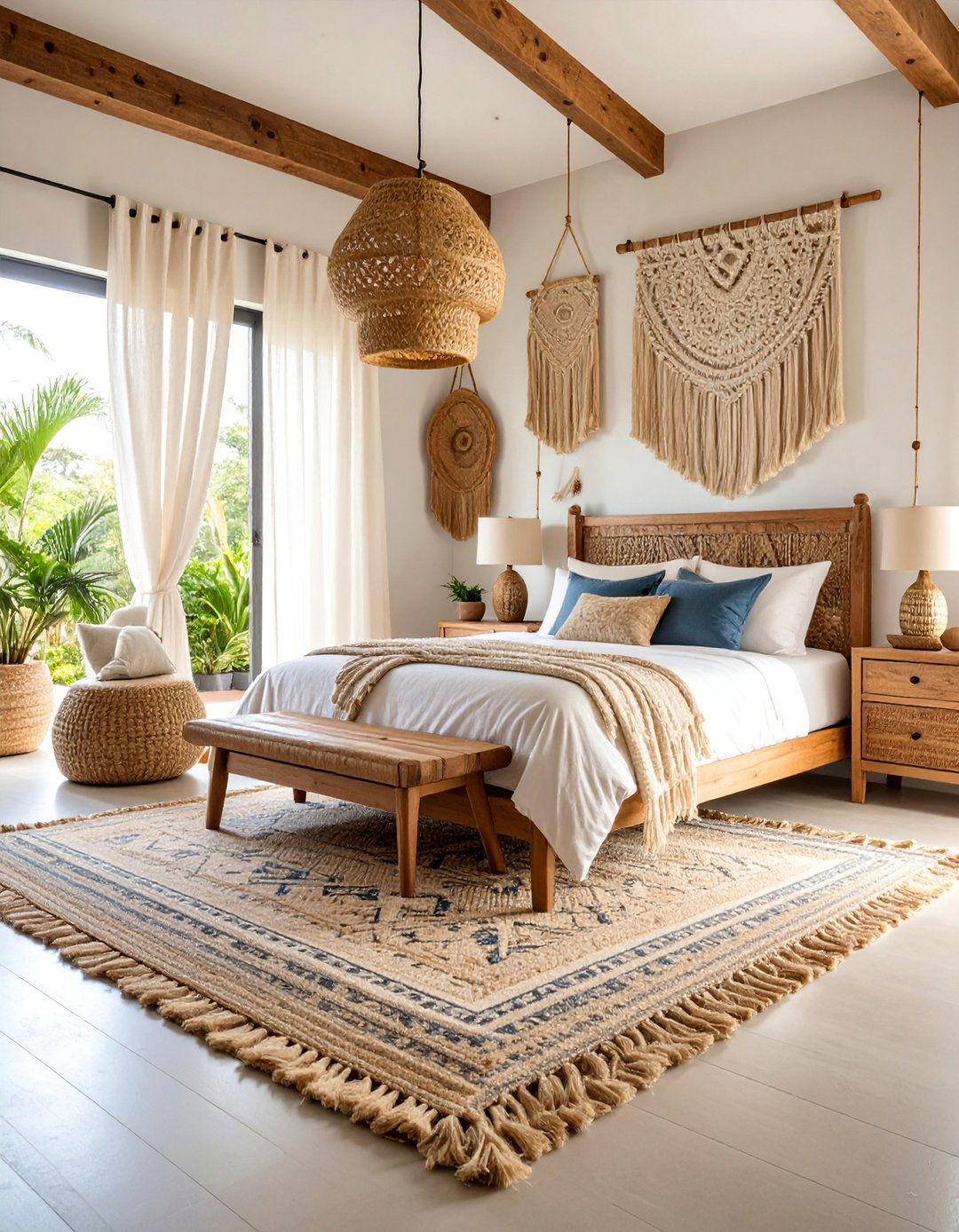 Natural Fiber Textile Bedroom - 25 Boho Beach Bedroom Ideas