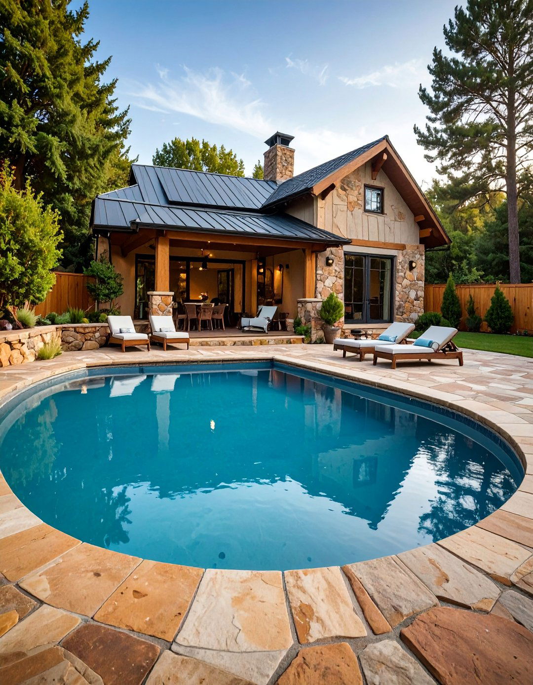 Natural Fieldstone Rustic Pool Environment - 25 Pavers Around Pool Ideas