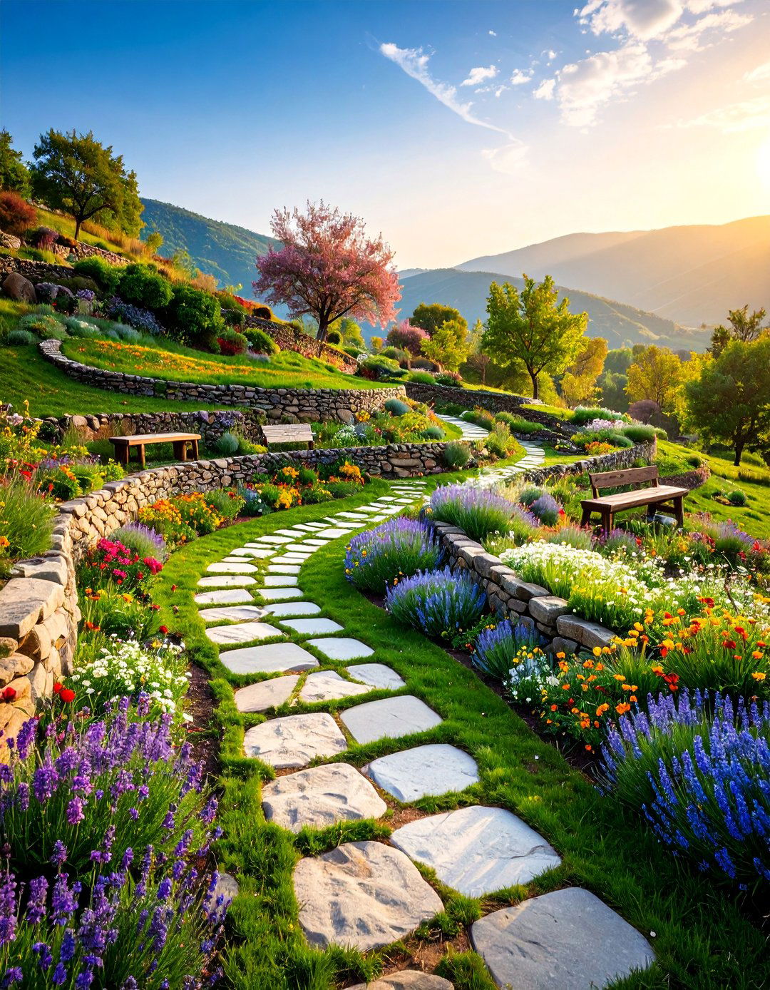 Natural Fieldstone Terraces - 25 Hillside Terraced Garden Ideas