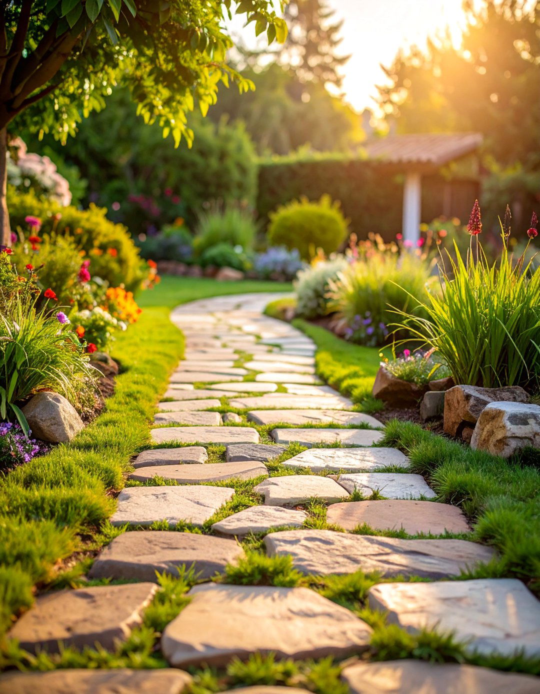 Natural Flagstone Granite Pathway - 25 Granite Walkway Ideas