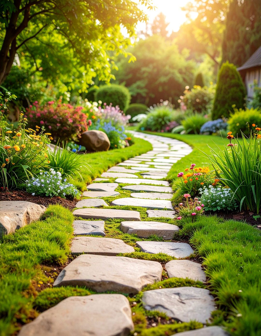 Natural Flagstone Pathway Garden - 25 Stone Garden Ideas